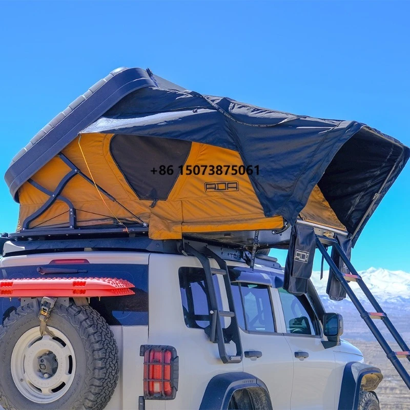 Hard Roof Top Tent 4 Person Hard Shell Side Fold Waterproof Rooftop Camping Tent With 6cm Memory Foam Mattress