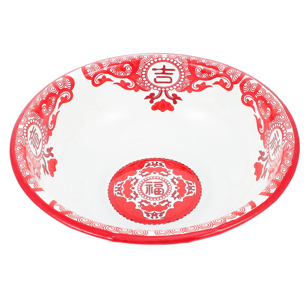 

Soup Red Enamel Washbasin Basin Thickened Enameled Bowl For Salad Dough Mixing Washing Red Round Porcelain Washbasin
