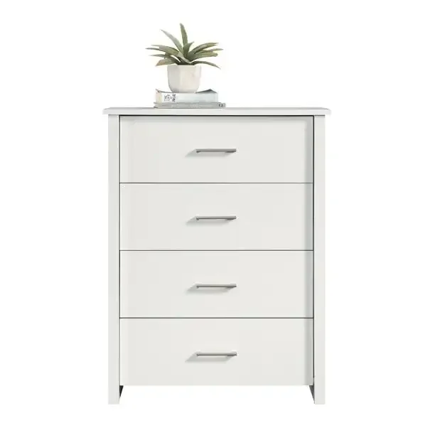 Modern Hillside 4-Drawer Dresser, White Finish