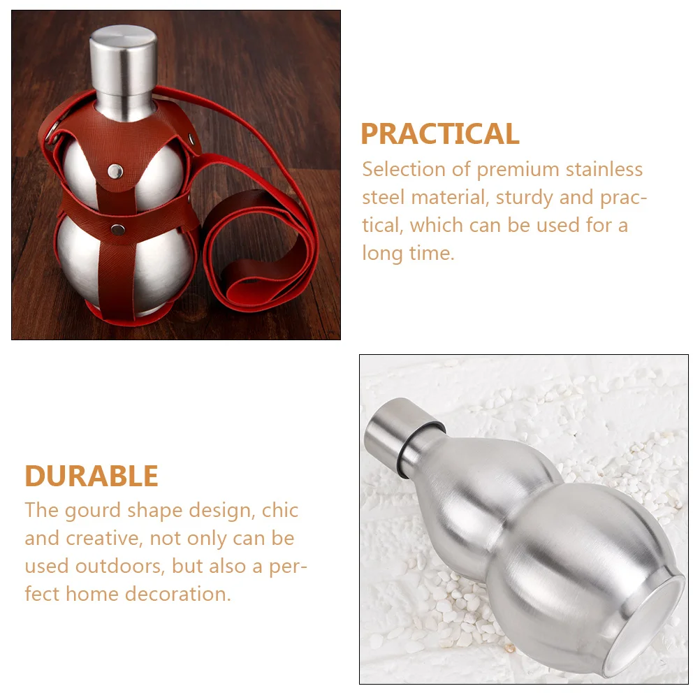 

Stainless Steel Gourd Bottle Approx 1lb S Gourd Portable Liquor Container Camping Flask Water Bottle Outdoor Kettle
