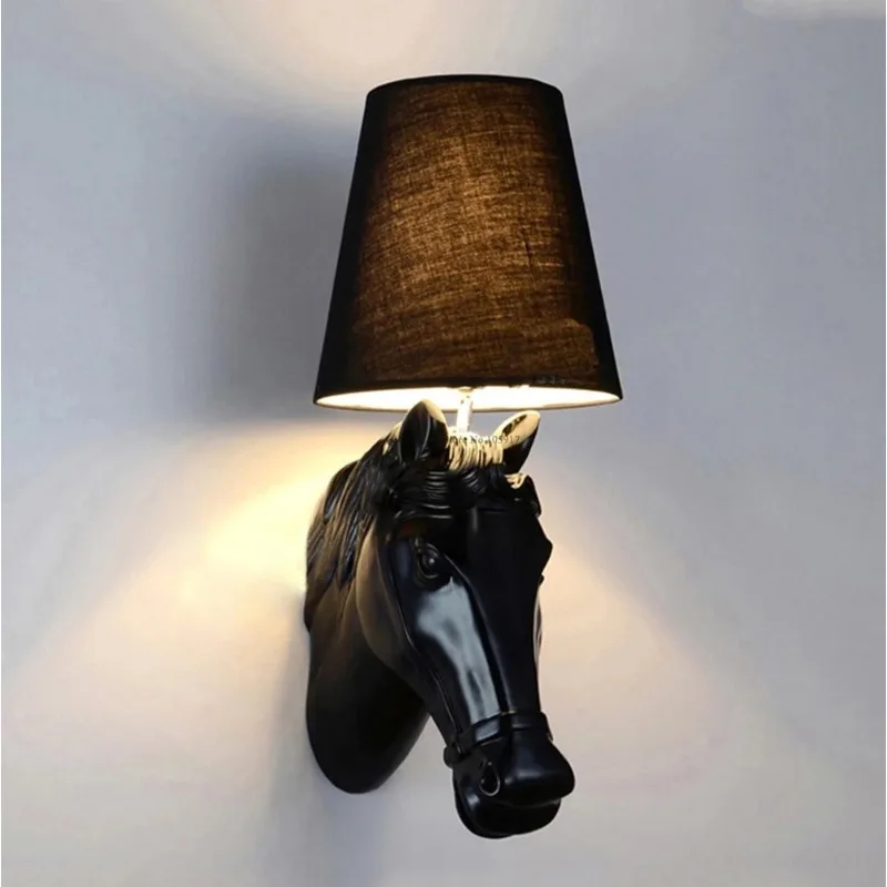 

DHL free shipping Modern Nordic Style White/Black/Silver/Gold Horse Head Wall Sconces Light Living Room Wall Lamp Fixtures