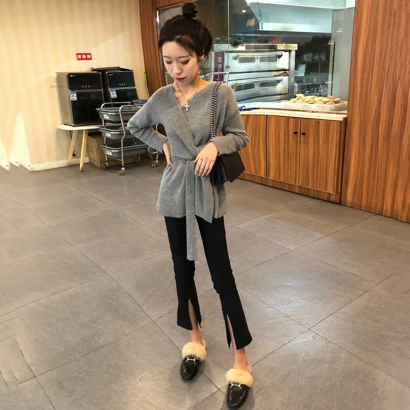 

Two Piece Set Women Tracksuits Fashion Suits Knitted Basic Top High Waist Casual Flare Pants Outfits 2024 Spring Autumn E480