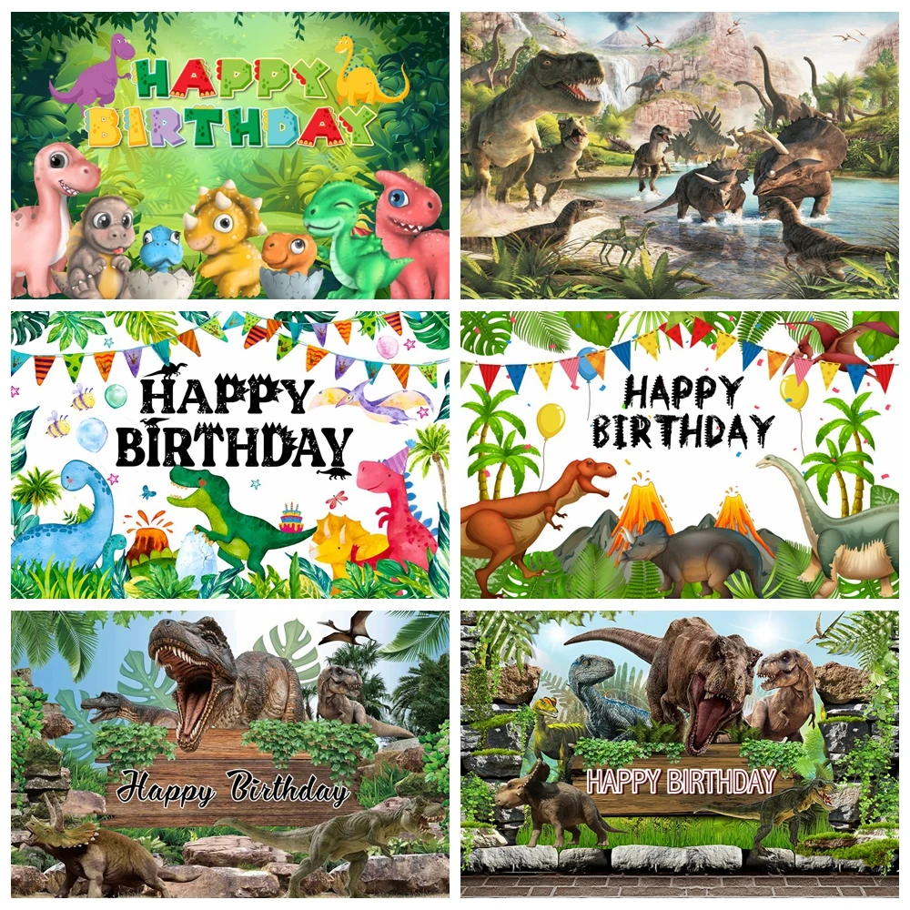 

Dinosaur Theme Child Birthday Decor Backdrop Jungle Tropical Safari Photocall Photography Background for Photo Studio Props