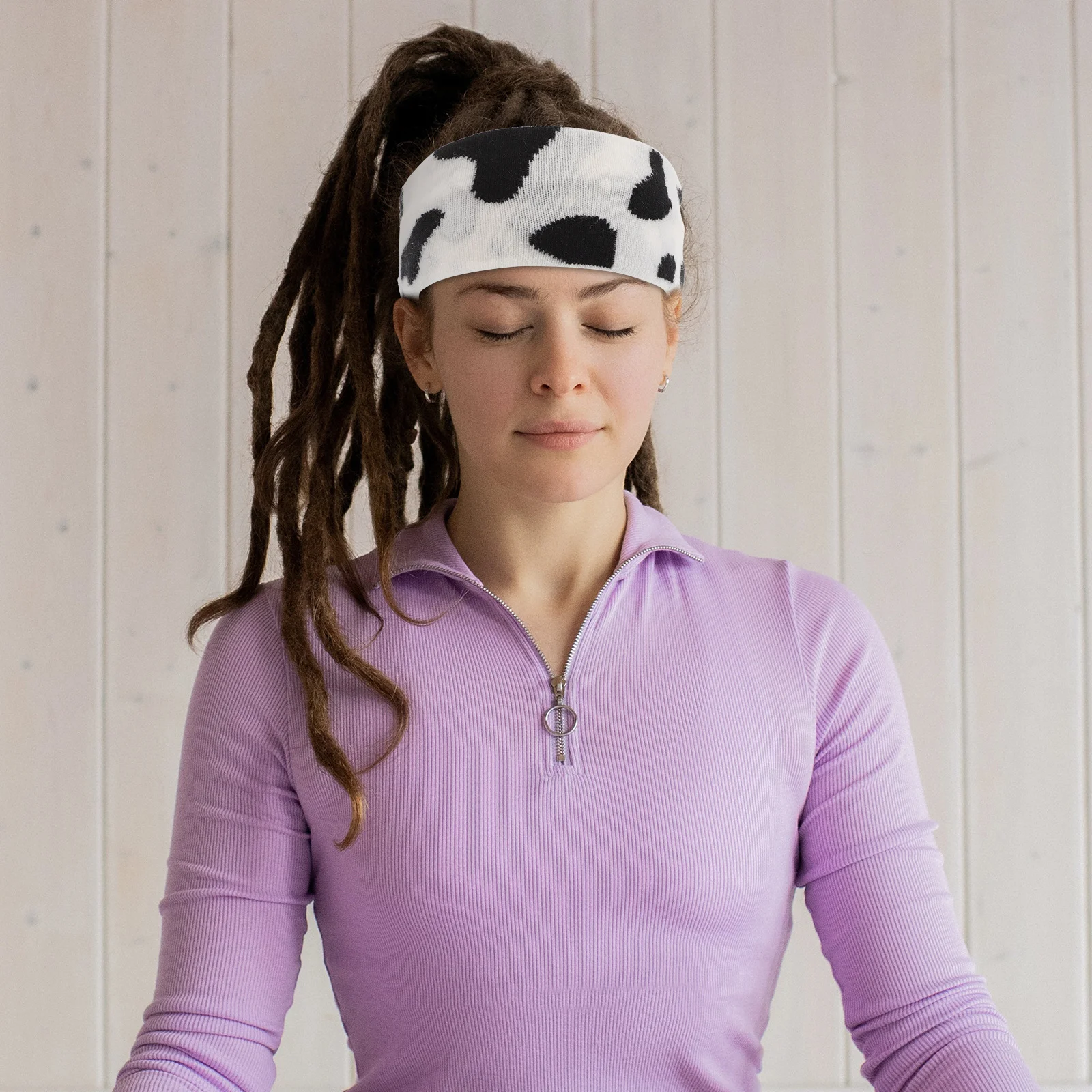 محبوك عقال ليوبارد طباعة بسط امتصاص العرق للنساء الرجال اليوغا الجري الرياضة الصالة الرياضية ملحق غطاء الرأس الرياضي