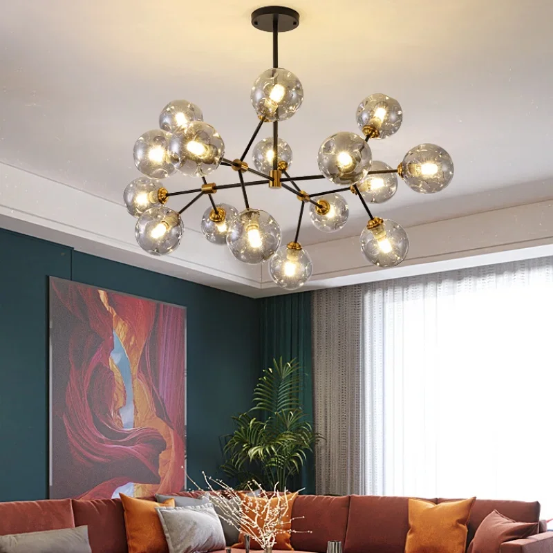 Designer's Minimalist Glass Ball LED Hanging Chandelier Living Room Restaurant Kitchen Pendant Lamp Home Decor Lighting Fixtures