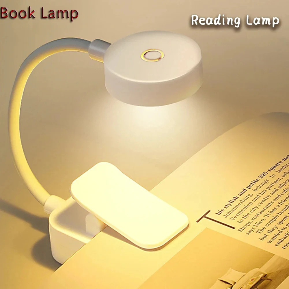 Tragbare LED-Buchlichter, verstellbarer Augenschutz, Nachtlicht, Mini 360° ° Clip-On Schreibtisch-Leselampe mit Batterie für Reisen und Schlafzimmer