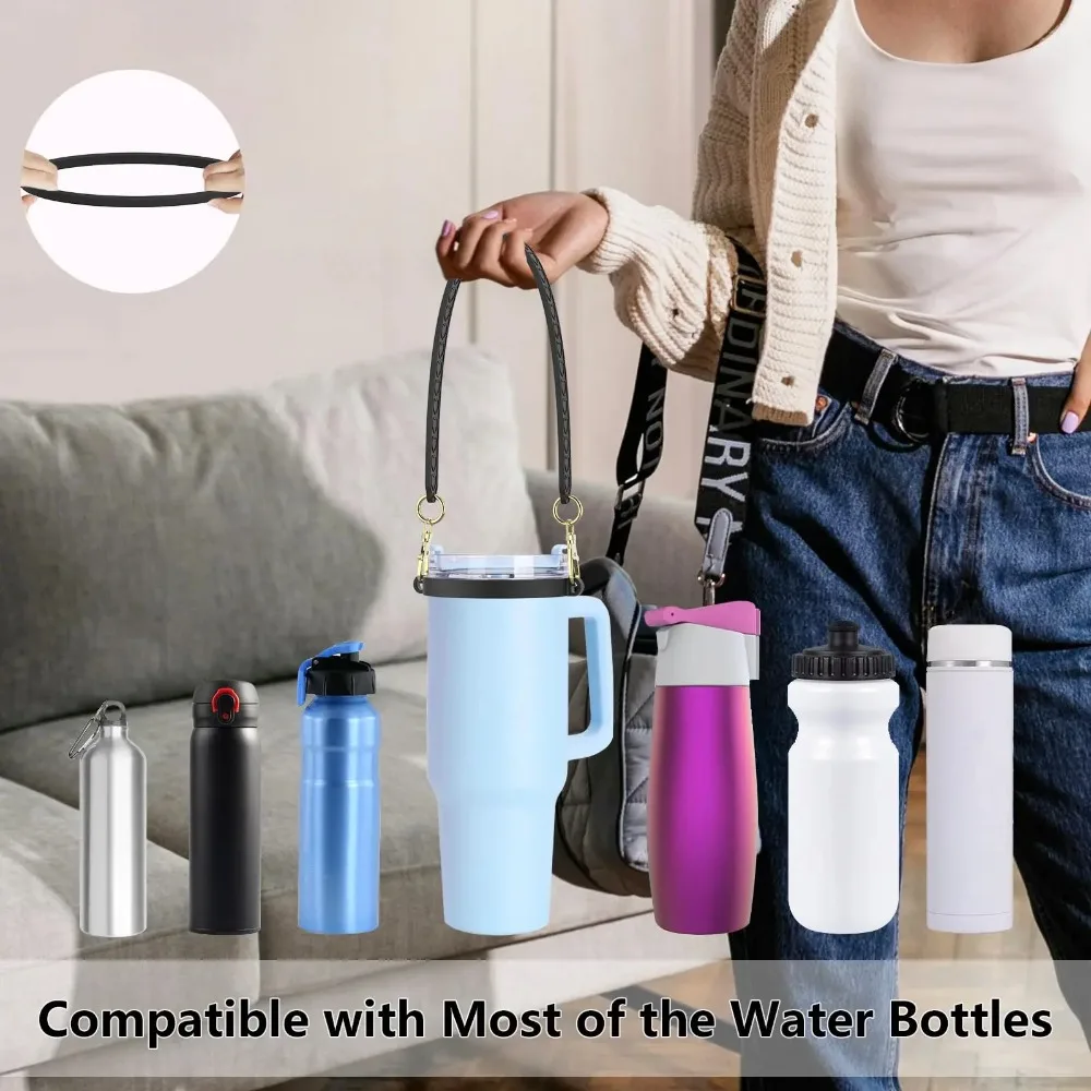 Water Bottle Handle Strap Silicone Water Bottle Sling Carrier Holder Strap Universal Fits Most 8-40oz Bottles Cup Accessories