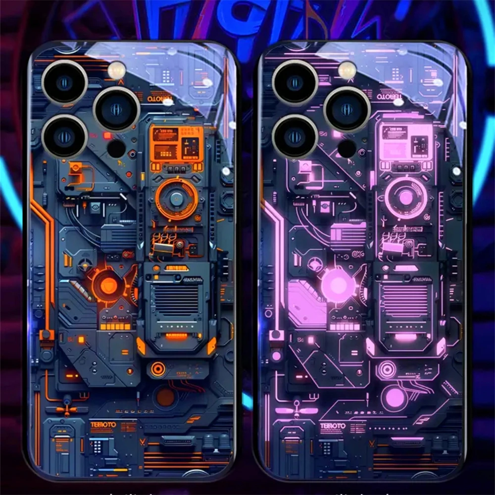 Energy Heavy Industry Design Led Light Phone Case Call Flash Glitter Cover For Samsung S26 S25 S24 S23 S22 S21 S20 Plus Ultra