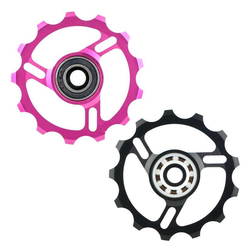 HASSNS Mtb Pulleys Bicycle Derailleur Metal Ceramics Bearing Road Mountain Bike Rear Derailleur Pulley Wheel 11T 13T Cycling