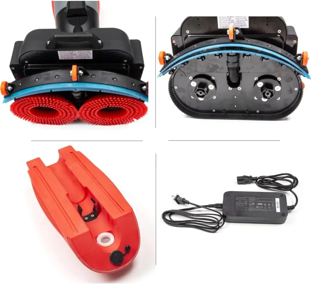 17" Commercial Floor Scrubber Machine, Rotary Double Brushes, 10000 sqft/h, Cordless Rechargeable Lithium Battery