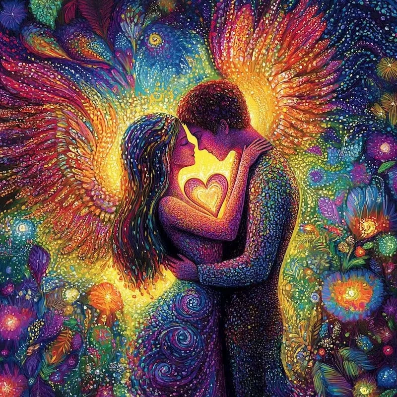 

Lovers Embrace Grow Wings 500PCS/1024 PCS Jigsaw Puzzles Challenging Family Activity Game for Gameroom Bedroom Home Decor