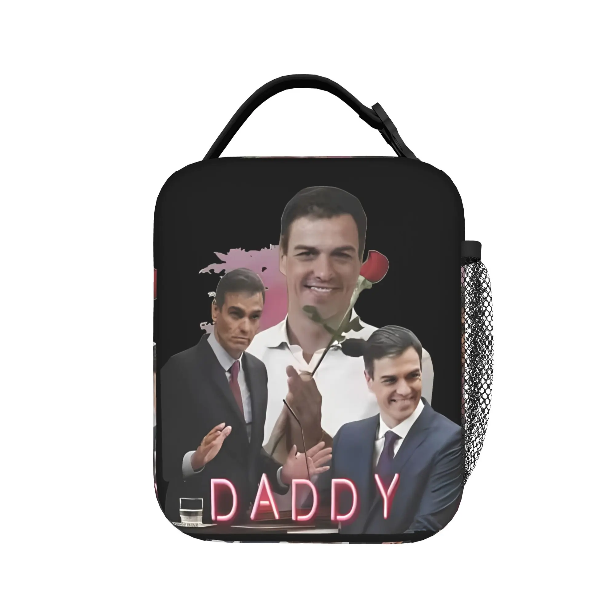 Pedro Sanchez Lunch Bag Daddy Kawaii Lunch Box Picnic Portable Thermal Tote Handbags For Men Oxford Custom Cooler Bag