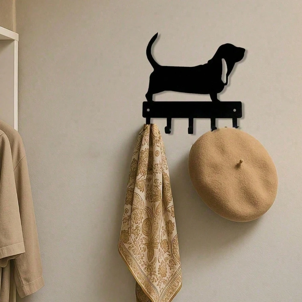 Gantungan Dinding Motif Jejak Kaki - Mudah Dipasang, Organizer Besi Hitam untuk Tali Anjing, Kunci & Topi |   Dekorasi Dinding Rumah Pertanian untuk Pintu Masuk