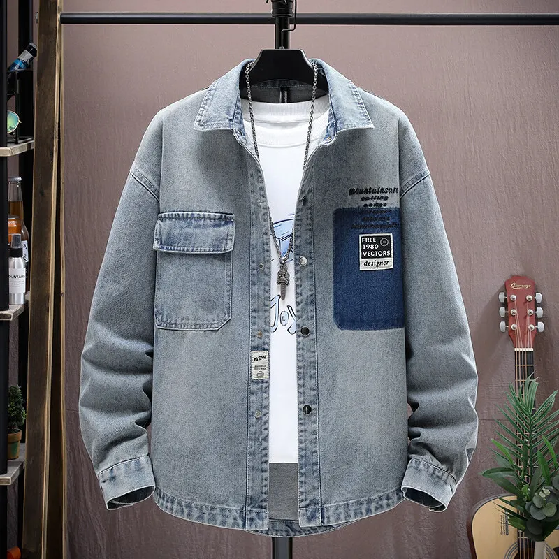 Spring new arrival men fashion jeans coat male high quality casual denim jacket men's casual shirt 2026 autumn plus-size M-4XL