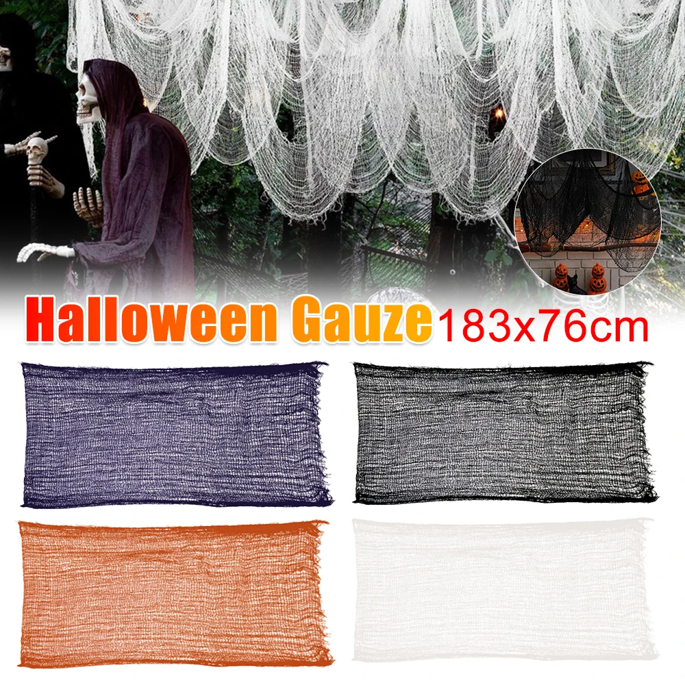 شبكة العنكبوت الاصطناعي شاش الهالويون ، قماش مخيف سهل الاستخدام ، منزل مسكون ، دعامة مشهد مخيف ، حفلة الهالالويا ، ديكور المنزل ، 183x76cm #1