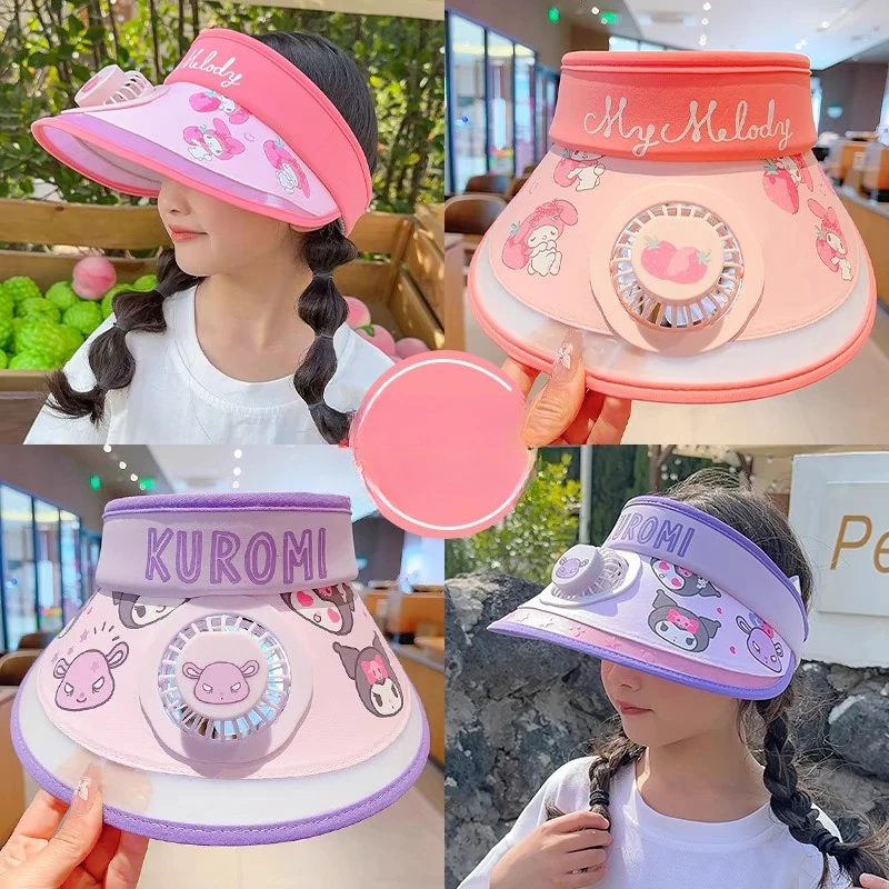 

Miniso Kulomi Children's Fan Hat Girl Cartoon Sanrio Empty Top Hat Baby Sunscreen Sun Hat Girl Sun Hat