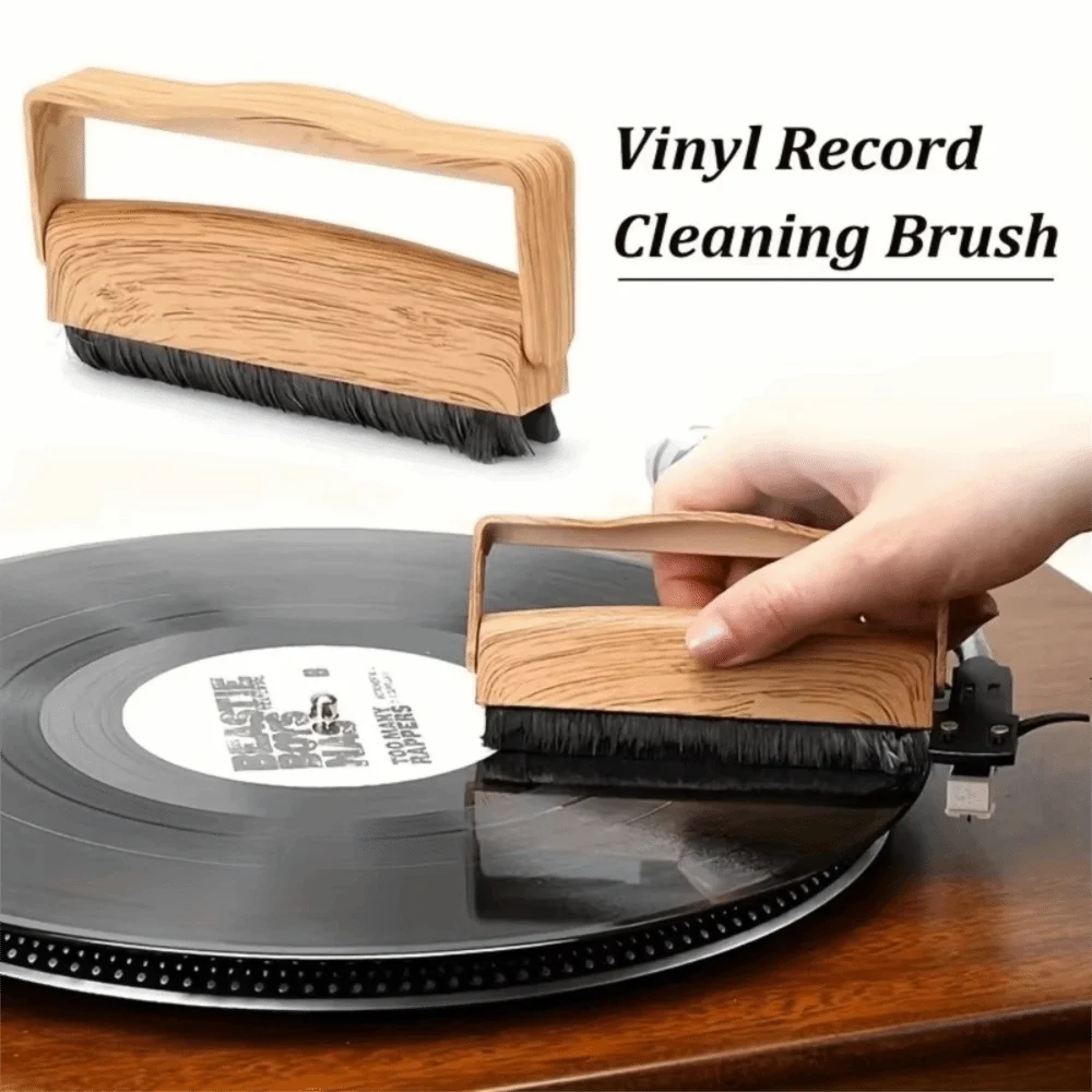 Anti Static Vinyl Record Cleaning Brush Wooden Handle Lightweight Turntable Dust Remover Carbon Fiber Bristle