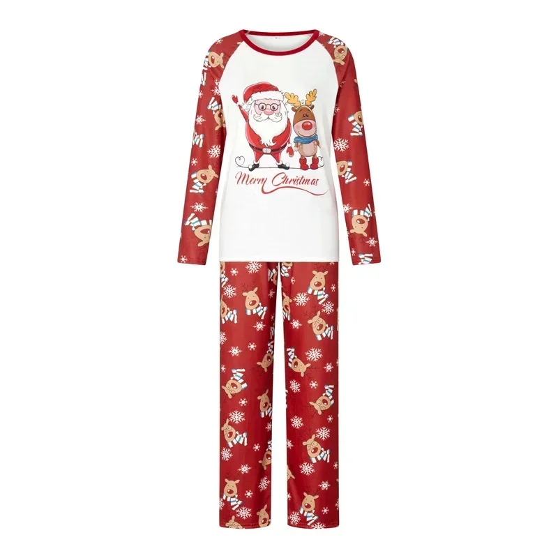 Christmas Family Pajamas Matching Set Santa Elk Print Long Sleeve Tops and Pants 2 Pieces Loungewear Soft Sleepwear