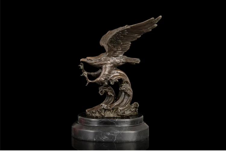 LARGE -TOP COOL Business gift -Home office efficacious fortune Mascot Money Drawing the Eagle Lanneret Tercel Bronze art statue