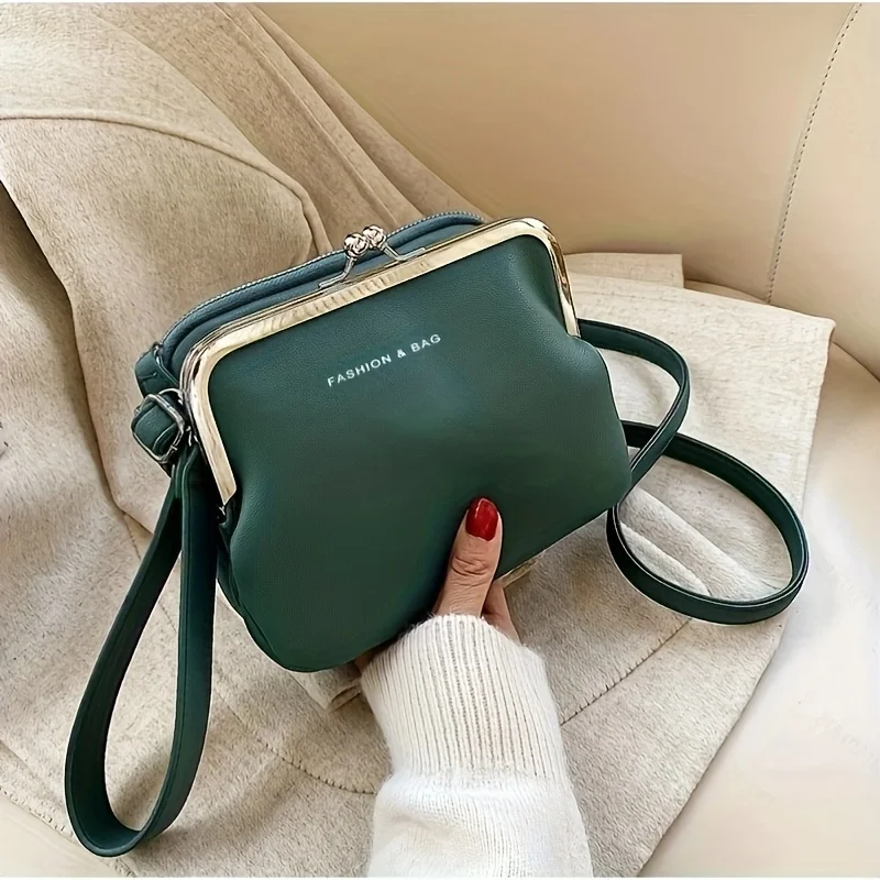 Multifunctional Solid Color Shoulder Bag, Korean Version Women's Bag, Zipper Closure, Large Capacity Multi-layer Handbag