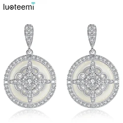 LUOTEEMI Vintage Unique Design Earrings Big Round Imitation Pearl Dangle Earrings For Women Trendy Luxury Bridal Accessories