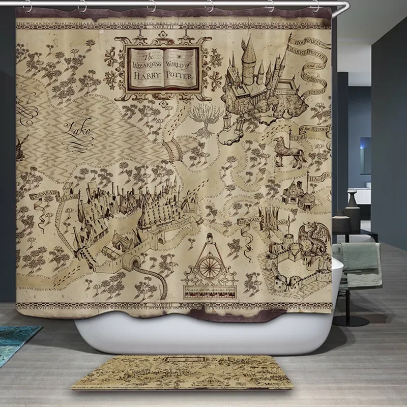 

Classic Art Print Shower Curtain, Famous Paintings & Egyptian Design, Waterproof Polyester Bathroom Curtain with Hooks