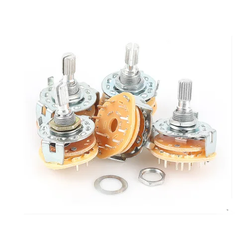 1pcs RS25 6mm Knurl Shaft Panel Mount 1P11T 1P12T 2P3T 2P4T 2P5T 2P6T Rotary Band Switch Selector
