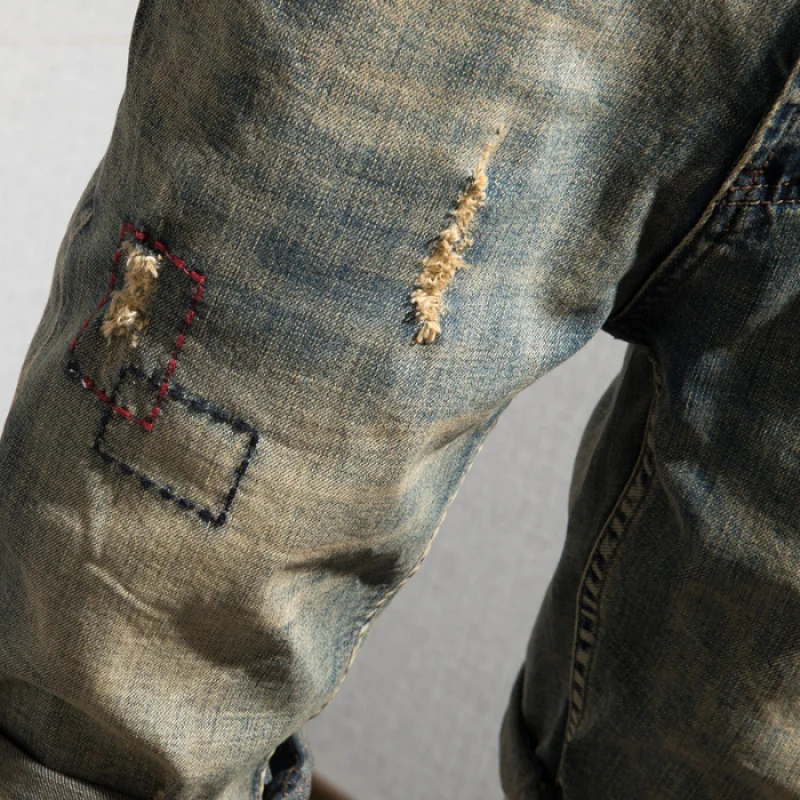 JXN821 Pantaloncini di jeans estivi da uomo ricamati piccoli pantaloni hip-hop di marca marea Qingxin cinque pantaloni dritti