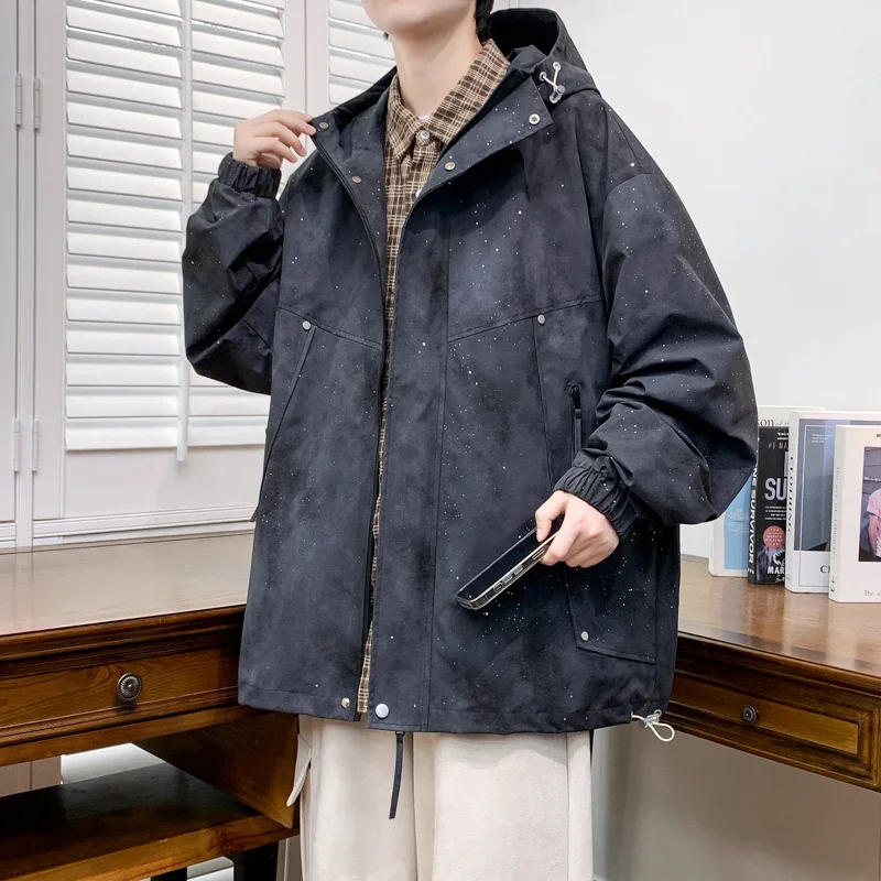 L-9XL Men's Hooded Jackets Autumn and Winter Lapel Fashion Youth Handsome Tops Large Size Thick Loose Cardigan Multicolor Coats