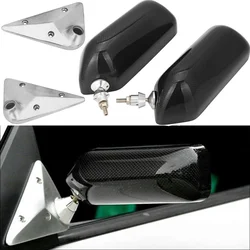 Universal 2psc Blue Mirror Surface Metal Bracket Rear View Mirror New Retro Car Rearview Side Mirror Craft Square F1 Style