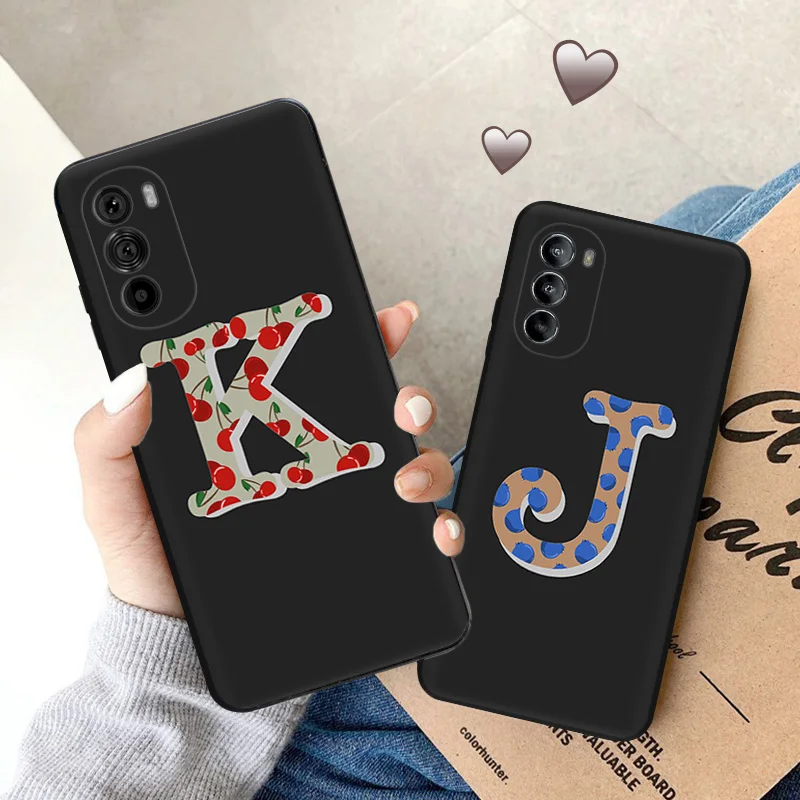 Soft Silicone Phone Case For Moto Edge 30 40 20 G9 G73 G53 G72 G52 G32 G22 G71 G60 G51 M-R Colorful Initial Fruit Letters Cover image 4