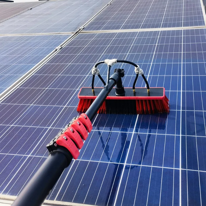 Telescopic Window Cleaning Brush with Water Spray, Solar Panel Cleaning Tool