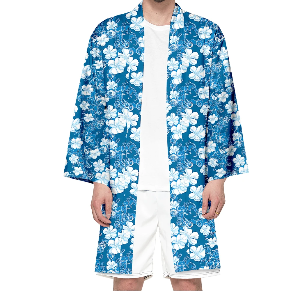 

Autumn Samurai Kimono Cosplay Stylish Crane Print Haori Street Kimono Men Cardigan Retro Robe Japanese Fashion Yukata