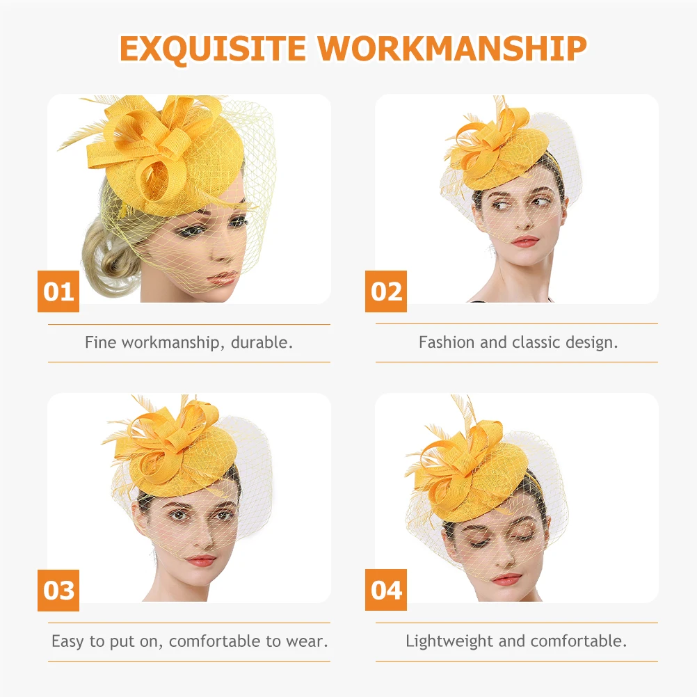 النساء الفاسناتور قبعة أنيق شبكة الحجاب عقال الشاي غطاء الرأس حفلة مأدبة إكسسوارات الشعر الفاسناتور قبعة الشاي حفلة خوذة #3