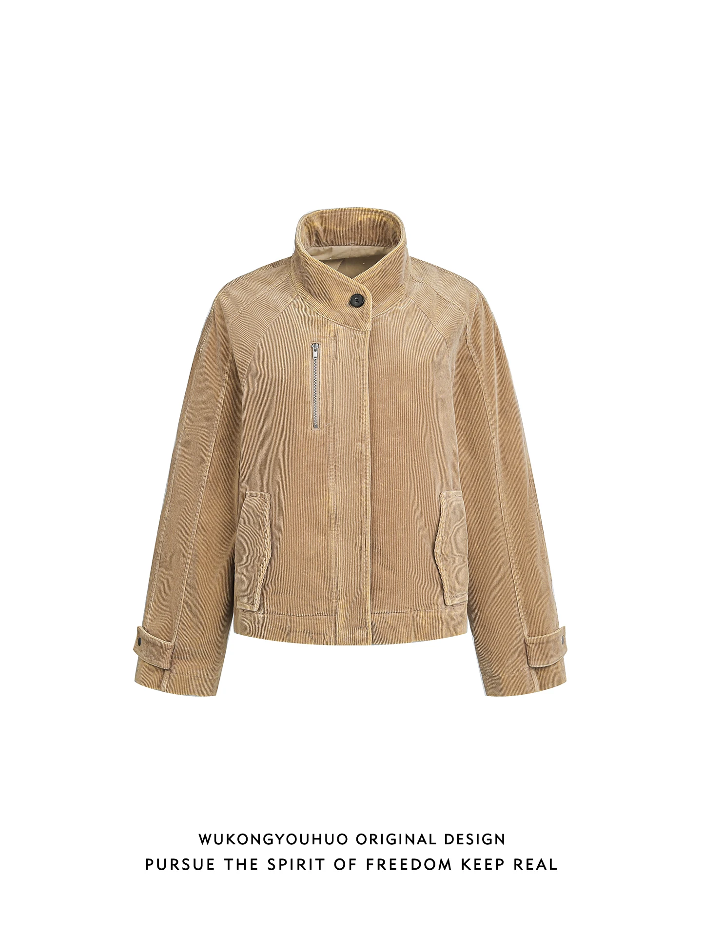 

Мужская весенняя куртка в американском ретро-стиле из однотонного вельвета с воротником-стойкой, модная, свободная, универсальная верхняя одежда