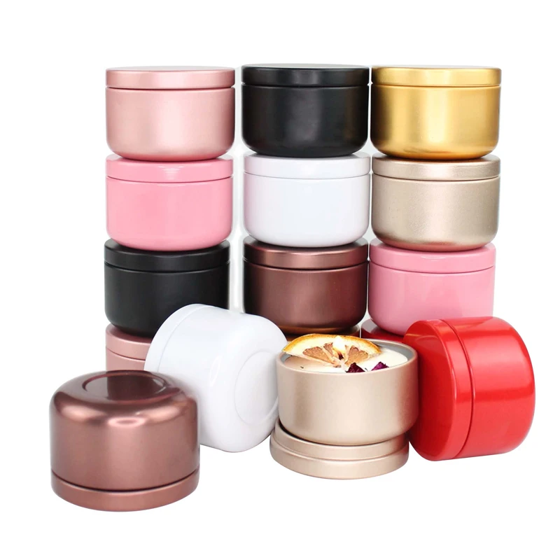 45/60/80/100pcs Aluminum Candle Tin 50ml Round Candle Containers Cosmetic Jars Oil Cream Pot Empty Aromatherapy Sealed Metal Can