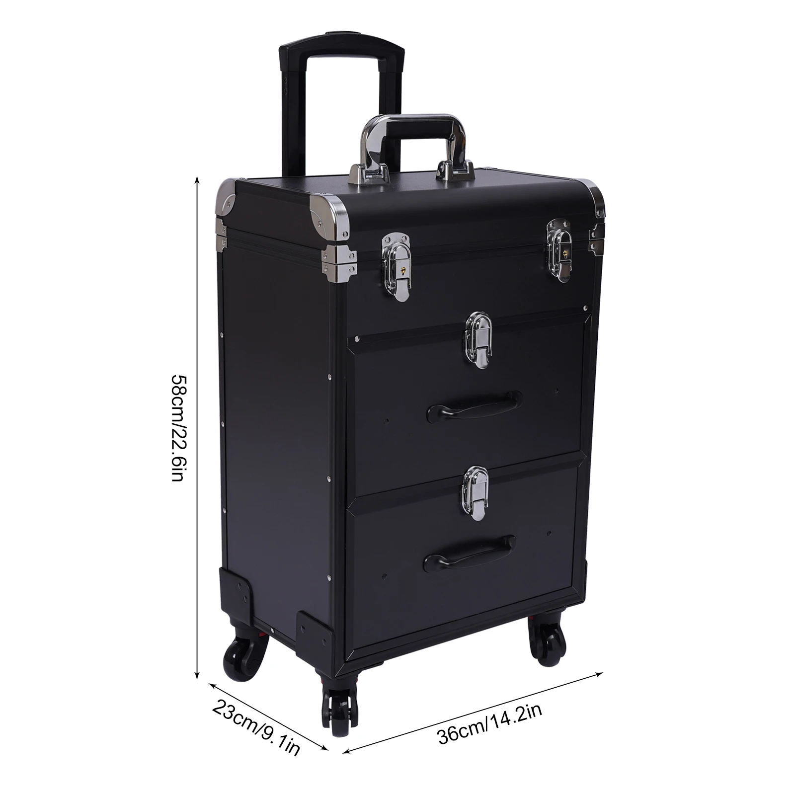 Aluminum Frame Makeup Case with Retractable Handle for Versatile Beauty Needs