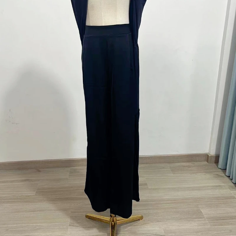 Elegante lapela manga longa blusão & calça longa conjunto feminino casual solto roupas retas escritório moda comute ternos de duas peças