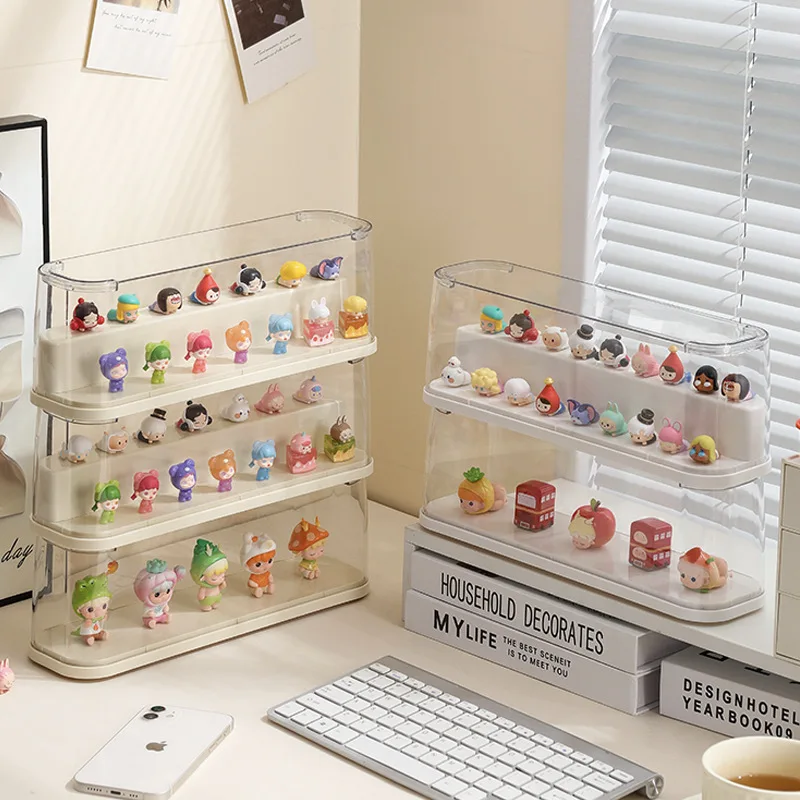 Acrylic Mystery Figure Display Stand Clear Showcase for Collectible Toys Wall Mounted Storage Cabinet with Multilayer Shelving