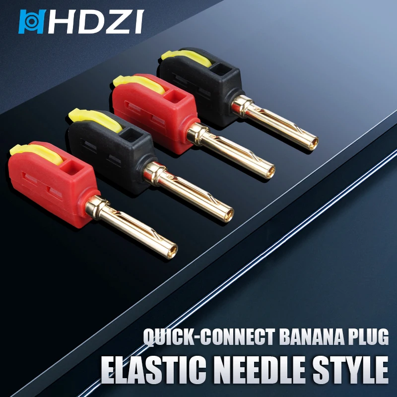 4/8/12PCS 4mm Banana Plug Spring Needle 32A Solderless Quick Connect 90 Degree Connector Audio Copper Speaker Amplifier