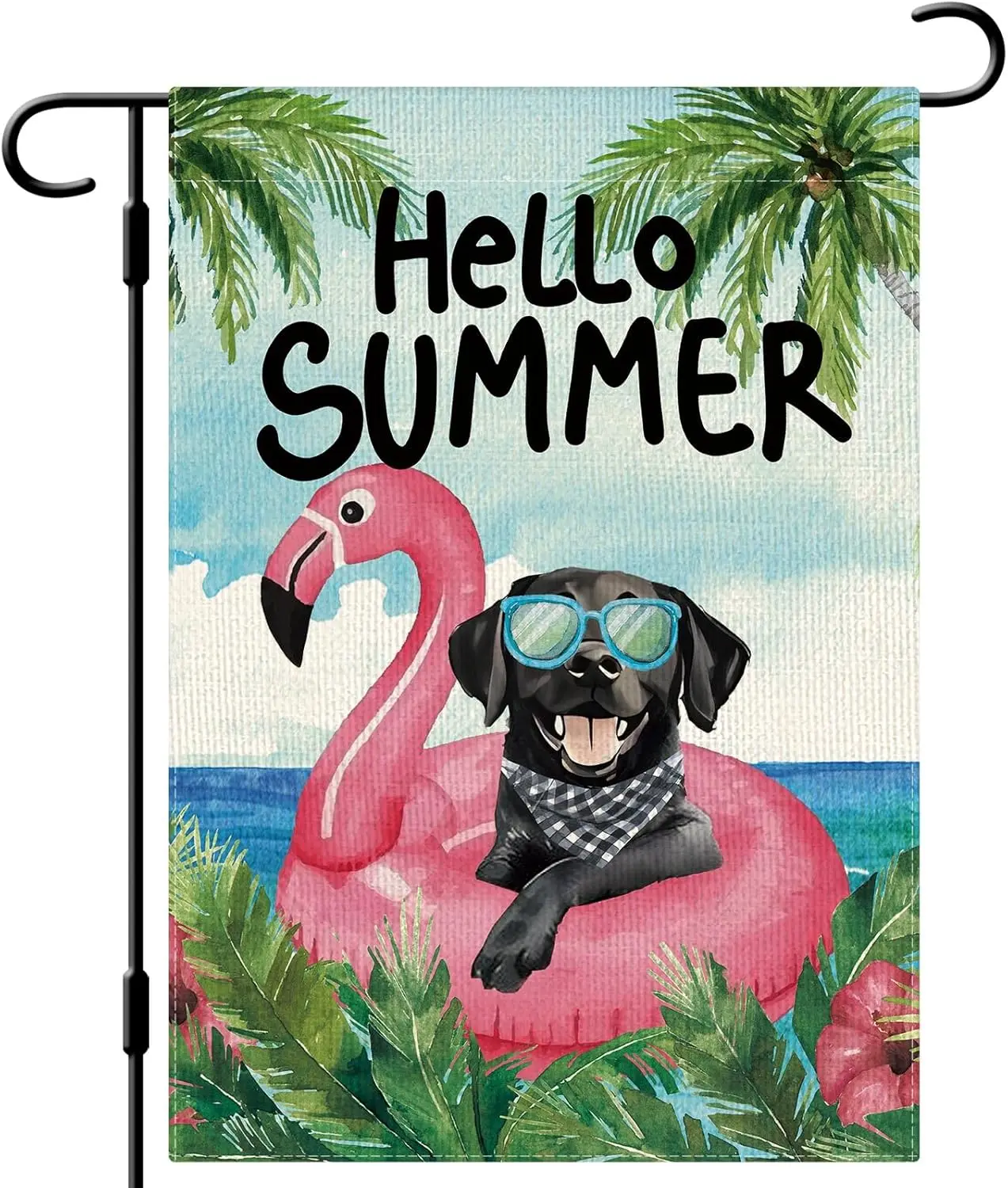 DLZDN Summer Black Labrador Dog Garden Flag 12×18 Inch Double Side Vertical Burlap Farmhouse Yard Sign Seasonal Outdoor Deco ZZM