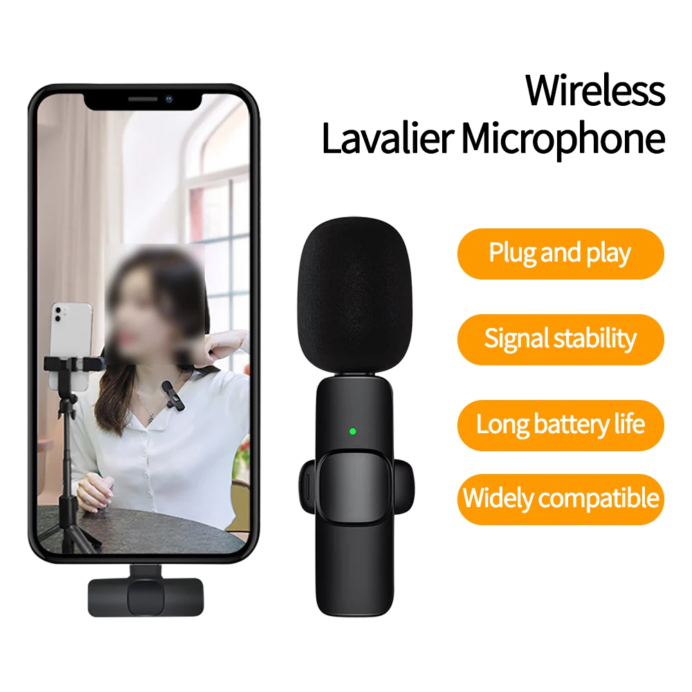 ميكروفون Lavalier لاسلكي متوافق مع البلوتوث، ميكروفون تسجيل الصوت والفيديو المحمول لهاتف IPhone Android Live Game المحمول