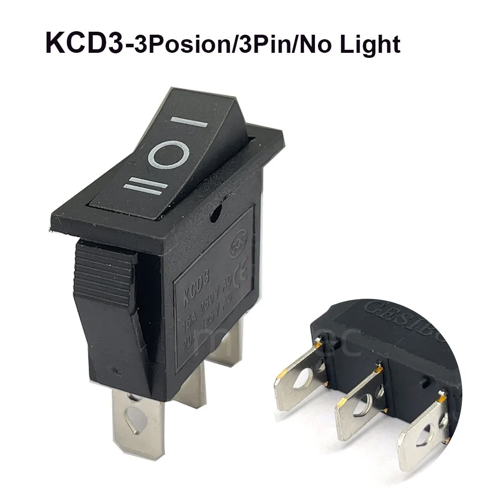 2ポジションkcd3ロッカースイッチ,3ピン電気機器,ライトスイッチ付き