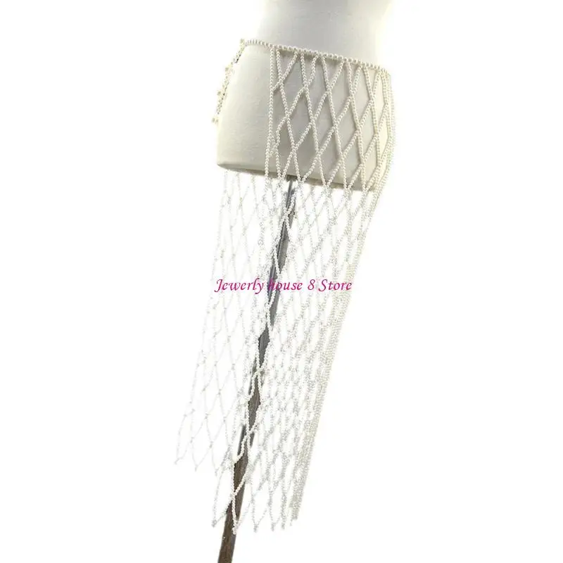 

Fashionable Imitation Pearls Handwoven Skirt Showcasing Stylish Craftsmanship Suitable for Trendy Occasions Wear