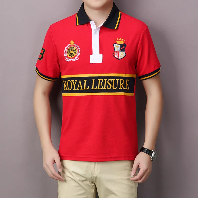 Classic Red Men's Polo Shirt Original Royal Casual Sports Tiger Embroidery Cotton European Size Contrast Stitching Plus Size 7xl