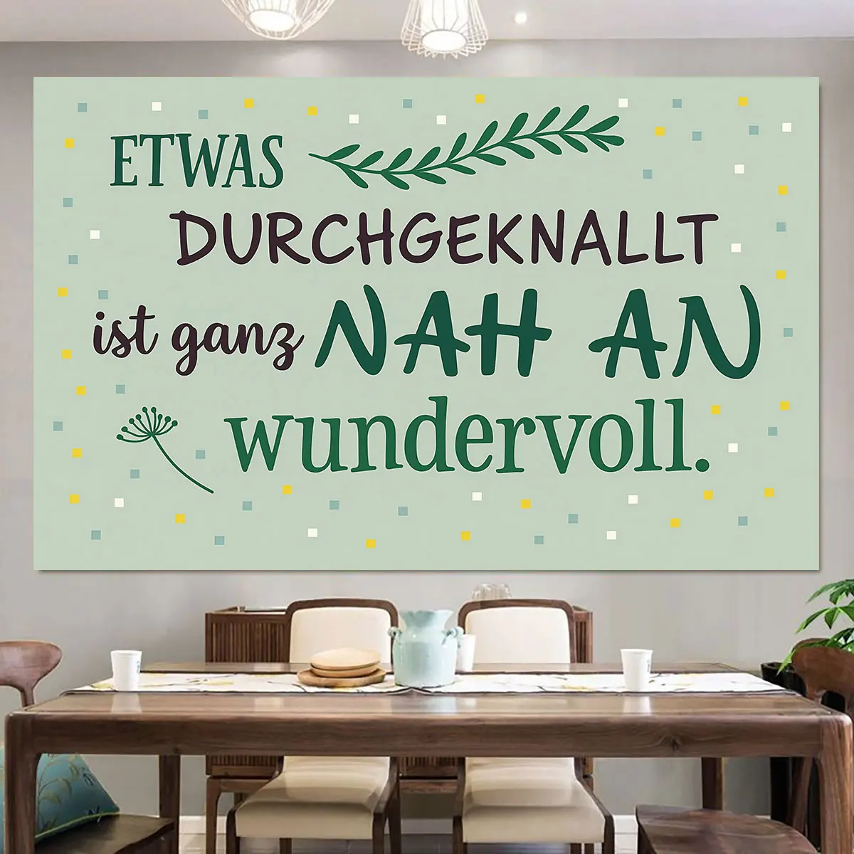 1PC Green Plant English Slogan Polka Dot Flat Wall Sticker Self Adhesive Art Mural Living Room Bedroom Wall Art