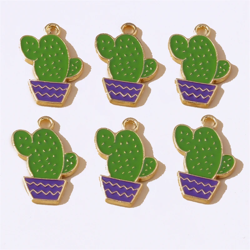

Duarte 20Pcs/Lot Cute Enamel Plant Cactus Charms Pendants for Jewelry Making Earrings Necklaces Bracelets DIY Crafts Accessories