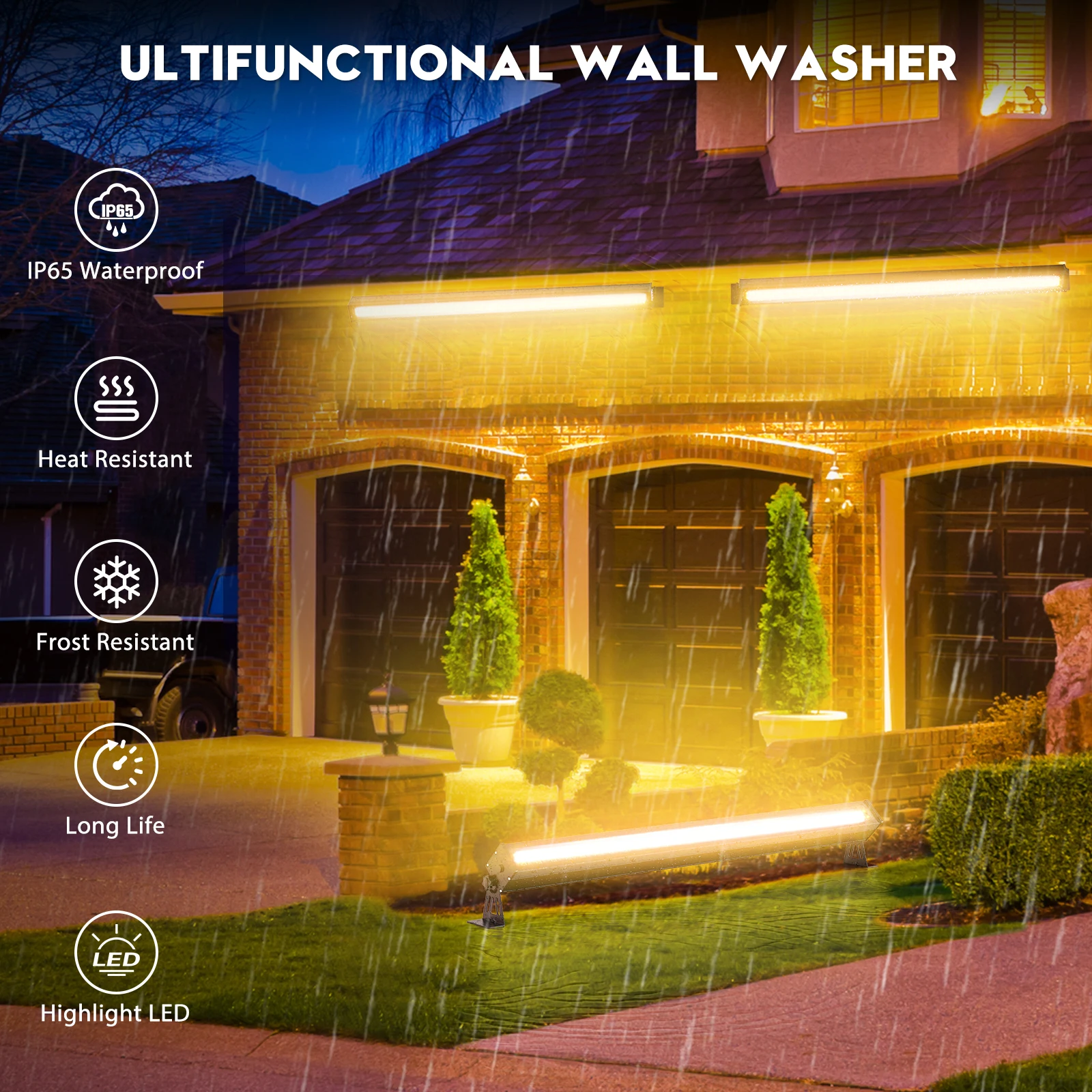 Yiflamefly 100W Waterproof Stage Light Bar With 168Pcs RGB&168Pcs SMD 5050 White LED DMX Wall Washer Light For Outdoor Building