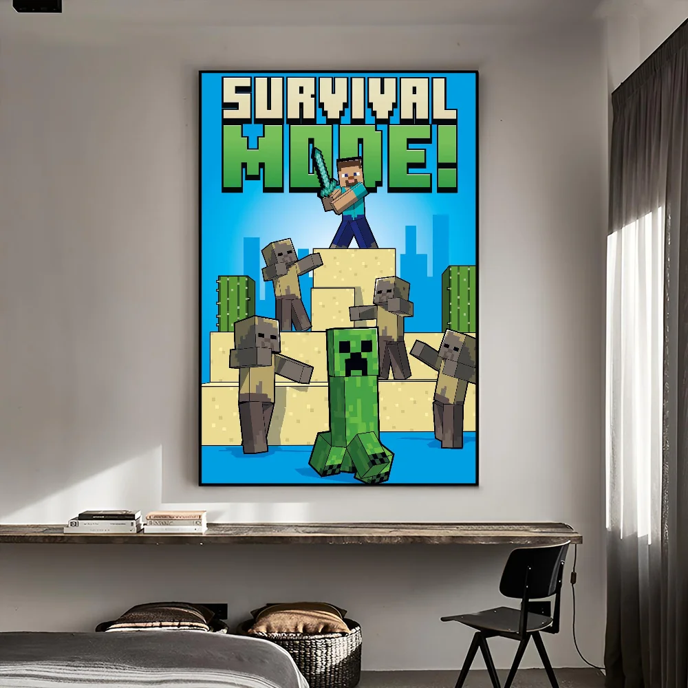 M-Minecraft ملصق طباعة ملصق ورقة ملصق مضاد للمياه غرفة المعيشة المنزلي بار طلاء جدران الديكور #5