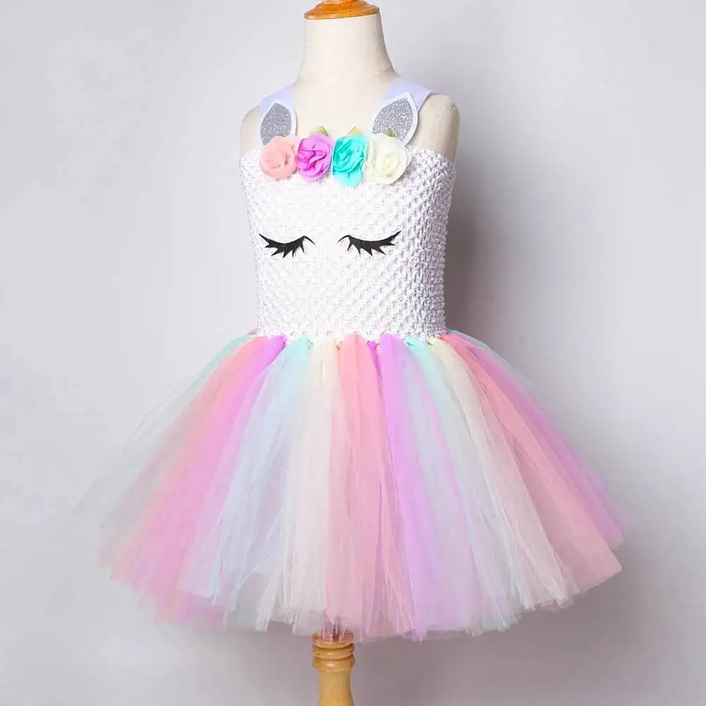 Pastel Unicorn Dresses for Girls Birthday Party Costumes New Years Princess Ballet Tutus Outfit Kids Halloween Christmas Clothes